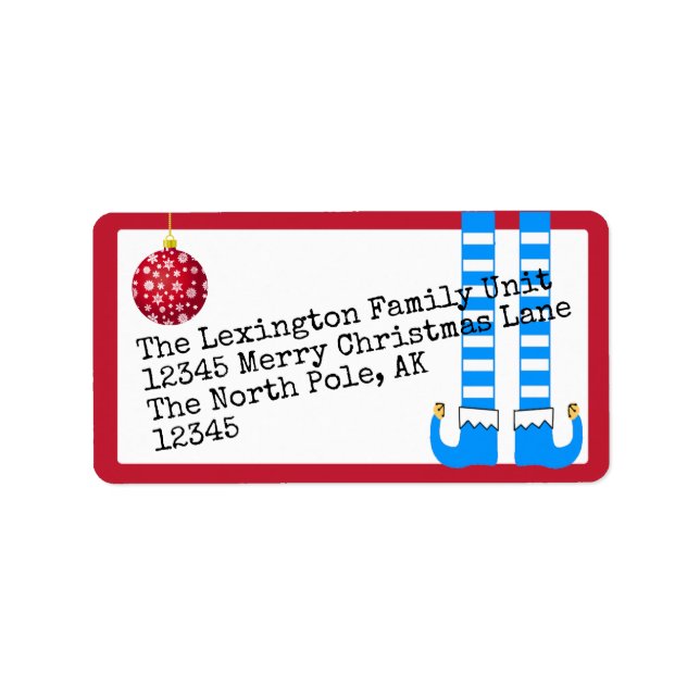 Funny Holiday Elf Legs Label (Front)