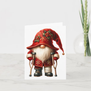 Funny Holiday Gnome Crutches Christmas Ornament Fo Card