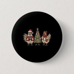Funny Holiday Hen Christmas Chicken 6 Cm Round Badge