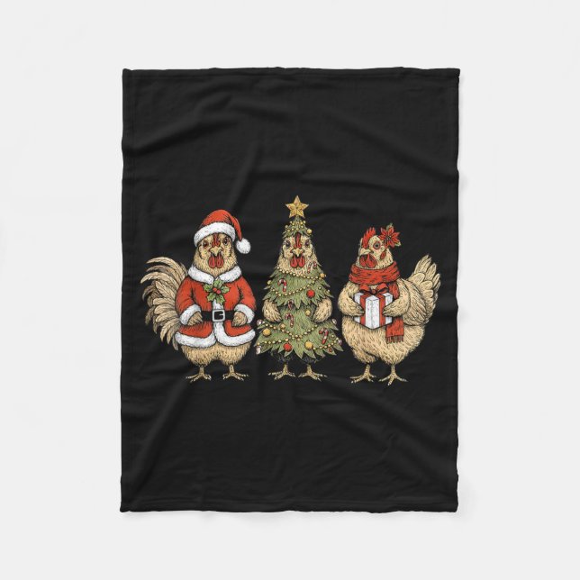 Funny Holiday Hen Christmas Chicken  Fleece Blanket (Front)