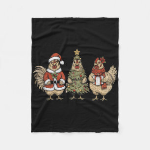 Funny Holiday Hen Christmas Chicken Fleece Blanket