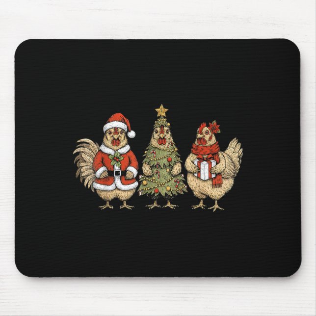 Funny Holiday Hen Christmas Chicken  Mouse Mat (Front)