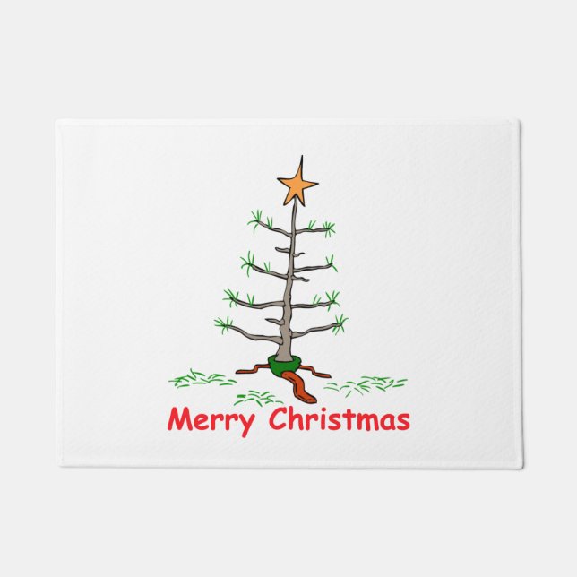 Funny Holiday Joke Sad Tree Merry Christmas Doormat (Front)