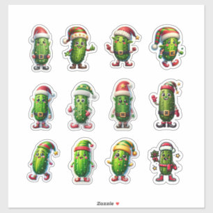 Funny Holiday Pickles in Santa Hats