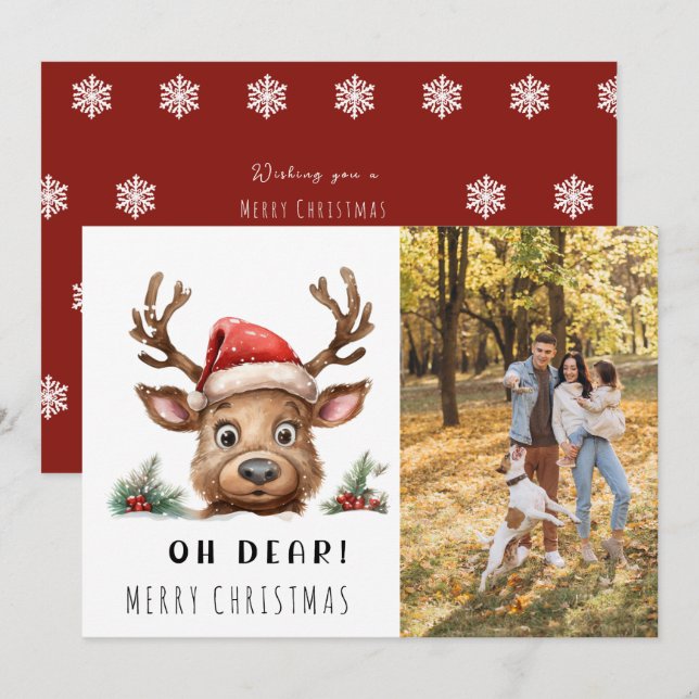 FUNNY Holiday Reindeer Christmas Photo Card (Front/Back)