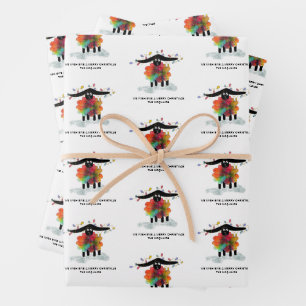 Funny Holiday Sheep with Lights Personalised Wrapping Paper Sheet