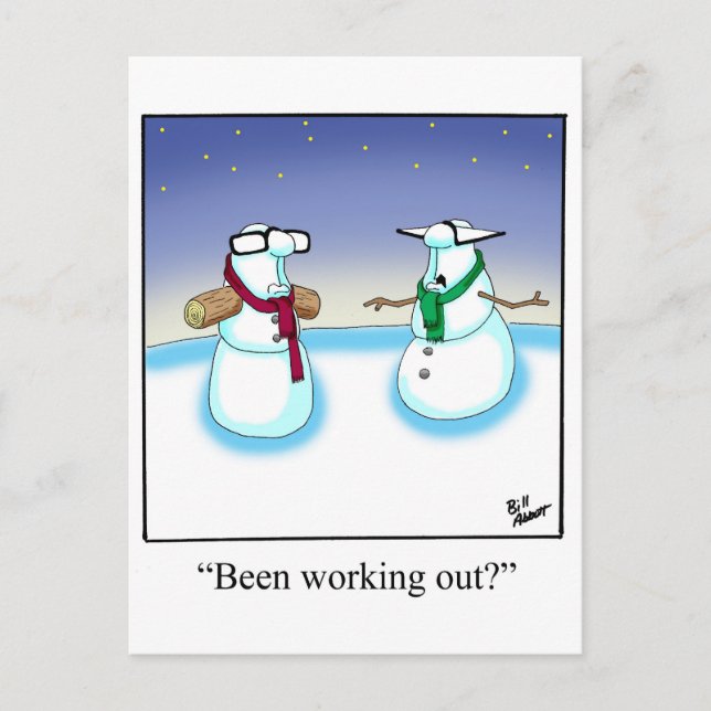 Funny Holiday Snowman Cartoon Postcard (Front)