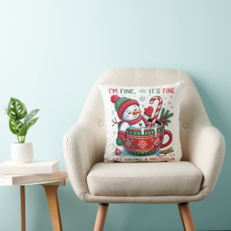 “Funny Holiday  – Snowman Meltdown Gift  Cushion
