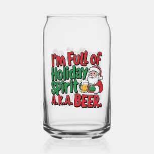 Funny Holiday spirit beer Christmas drinking party Can Glass