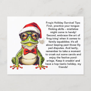 Funny Holiday Survival Tips From A Frog Postcard