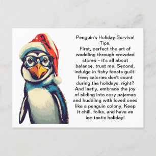 Funny Holiday Survival Tips From A Penguin Postcard