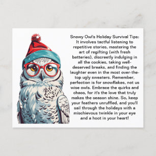 Funny Holiday Survival Tips From A Snowy Owl Postcard