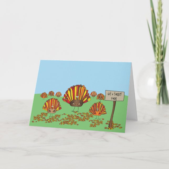 Funny, Holiday, Thanksgiving Turkey Cartoon Card (Front)