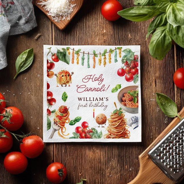 Funny Holy Cannoli little meatball 1st birthday Napkin (Funny Holy Cannoli little meatball 1st birthday Napkins)