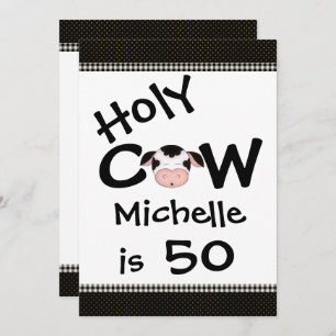 Funny Holy Cow 50th Birthday Party Invitation
