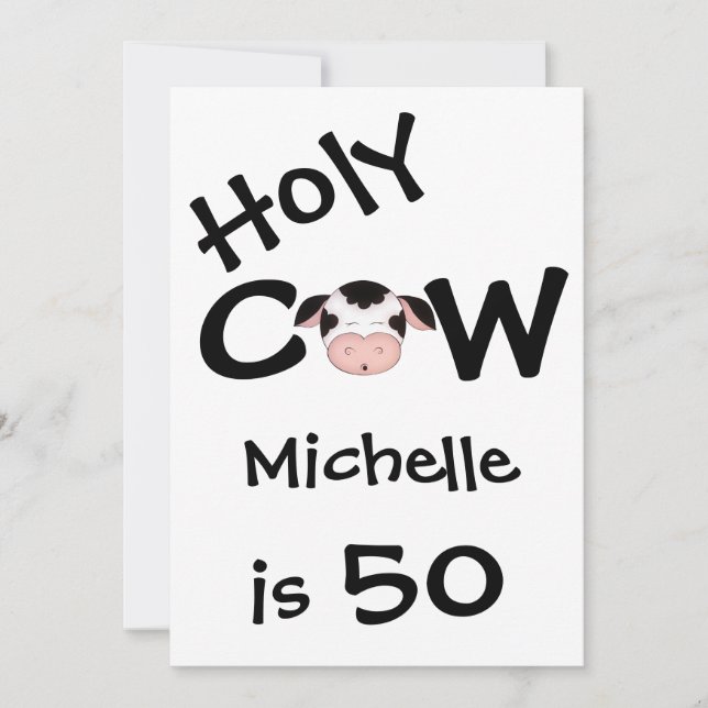 Funny Holy Cow 50th Birthday Party Invitation (Front)