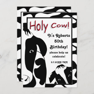 Funny Holy Cow 50th Birthday Party Invite