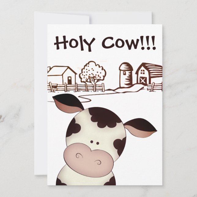 Funny Holy Cow Farm Humourous 50th Birthday Party Invitation (Front)