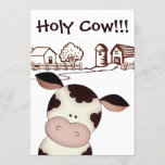 Funny Holy Cow Farm Humourous 50th Birthday Party Invitation<br><div class="desc">This Holy Cow!!! you're old 50th birthday party invitation features a funny cow in shock over the old age. There is charming line drawn farm in the background. The back also features the word art "MOOO!" with the humourous cow lying on top. Along with all the party details, the age...</div>