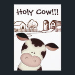 Funny Holy Cow Farm Humourous 60th Birthday Party Invitation<br><div class="desc">This Holy Cow!!! you're old 60th birthday party invitation features a funny cow in shock over the old age. There is charming line drawn farm in the background. The back also features the word art "MOOO!" with the humourous cow lying on top. Along with all the party details, the age...</div>