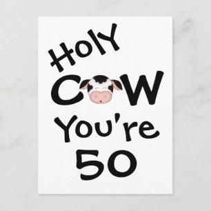 Funny Holy Cow You're 50 Birthday Postcard