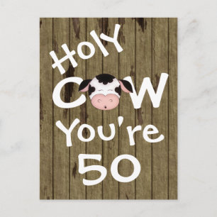 Funny Holy Cow You're 50 Humourous Birthday Postcard