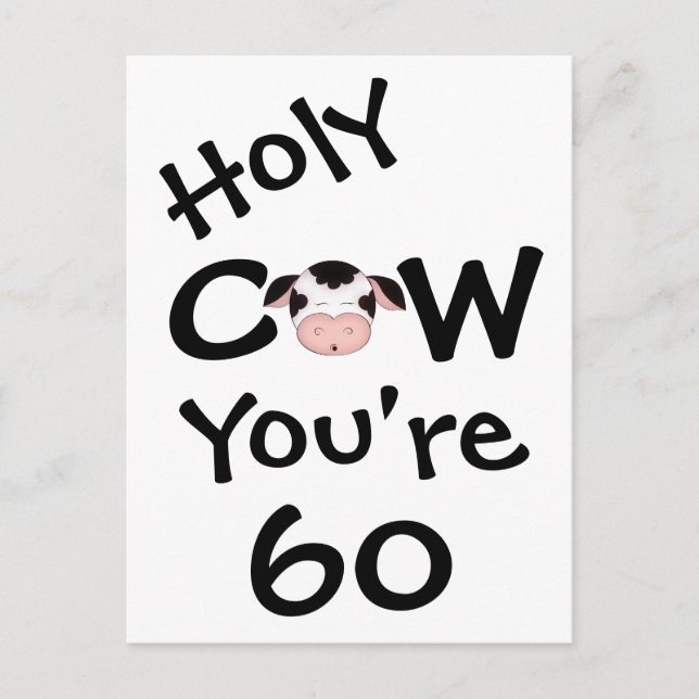 Funny Holy Cow You're 60 Birthday Humourous Postcard (Front)