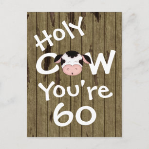 Funny Holy Cow You're 60 Birthday Postcard