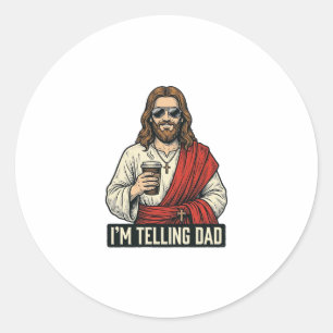 Funny Holy Father Coffee Vintage Engraving Shirt D Classic Round Sticker