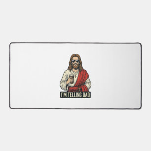 Funny Holy Father Coffee Vintage Engraving Shirt D Desk Mat