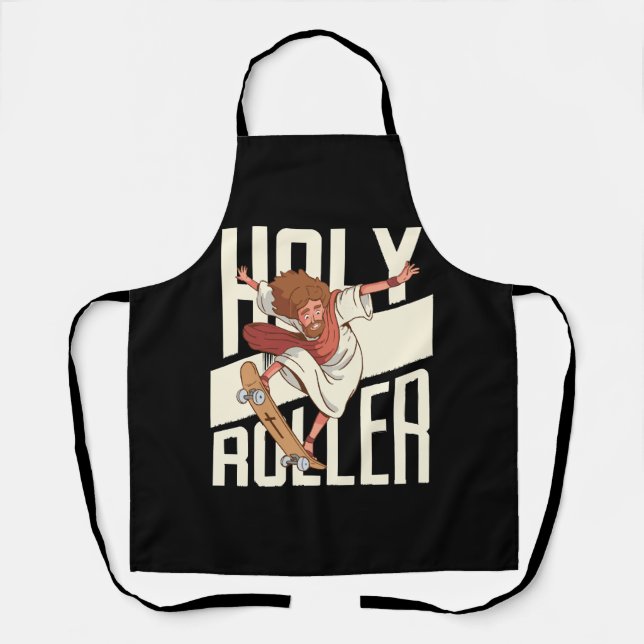 Funny Holy Roller Skateboarding Jesus Apron (Front)