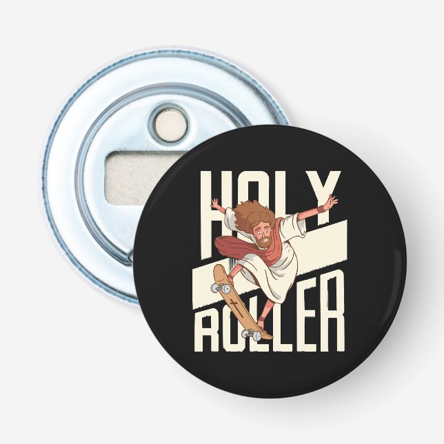 Funny Holy Roller Skateboarding Jesus Bottle Opener (Front)