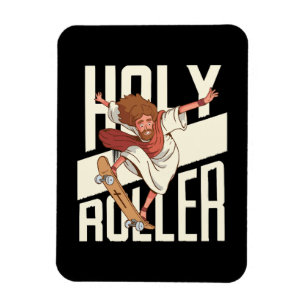 Funny Holy Roller Skateboarding Jesus Magnet