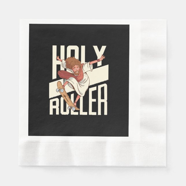 Funny Holy Roller Skateboarding Jesus Napkin (Front)