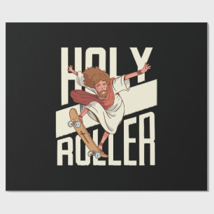 Funny Holy Roller Skateboarding Jesus Wrapping Paper