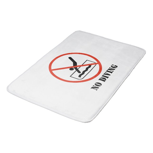 Funny home decor White NO DIVING Bath Mat (Angled)