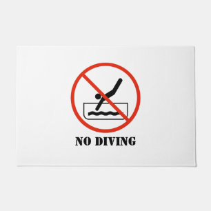 Funny home decor White NO DIVING Bathroom Mat