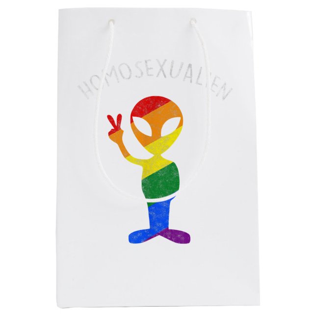 Funny Homosexualien Gay Homosexual Alien Gay  Medium Gift Bag (Front)