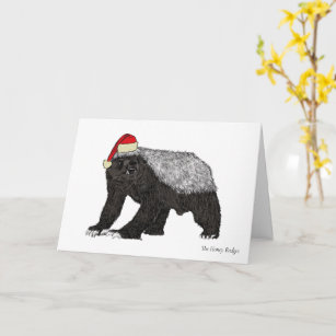 Funny honey badger badass Santa Christmas Animal Card