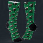 Funny Honey Badger Badass Santa Green Christmas Socks<br><div class="desc">Funny Badass Honey Badger Santa Animal Art Green Christmas Socks Show off your wild side with these bold animal art christmas stocking stuffers gift socks featuring a fearless Honey Badger wearing a Santa Claus hat. Known for their toughness and never-give-up attitude, honey badgers are the ultimate symbol of courage, determination,...</div>