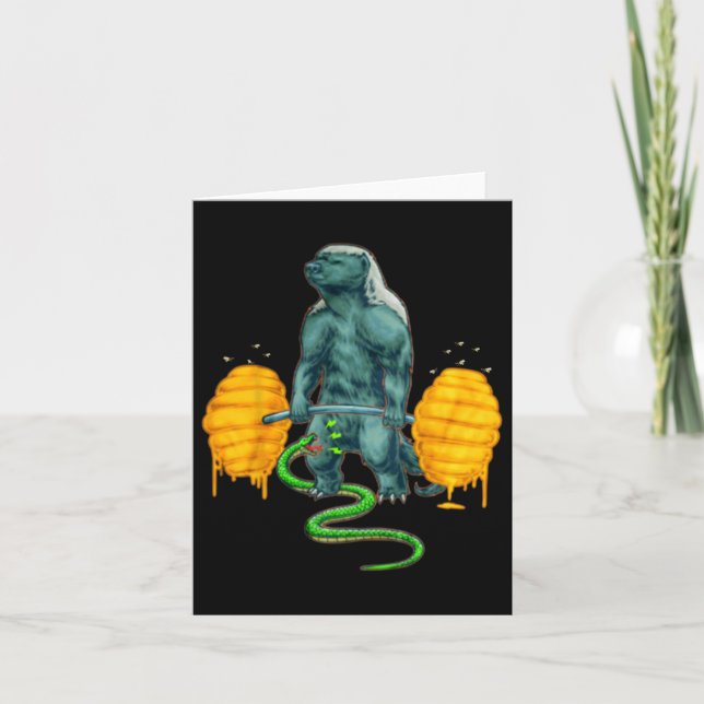 Funny Honey Badger Deadlifting Weightlifting Bodyb Card (Front)