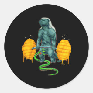 Funny Honey Badger Deadlifting Weightlifting Bodyb Classic Round Sticker
