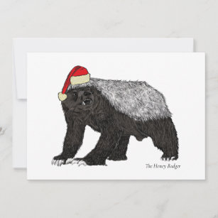 Funny honey badger Santa badass irony Holiday Card