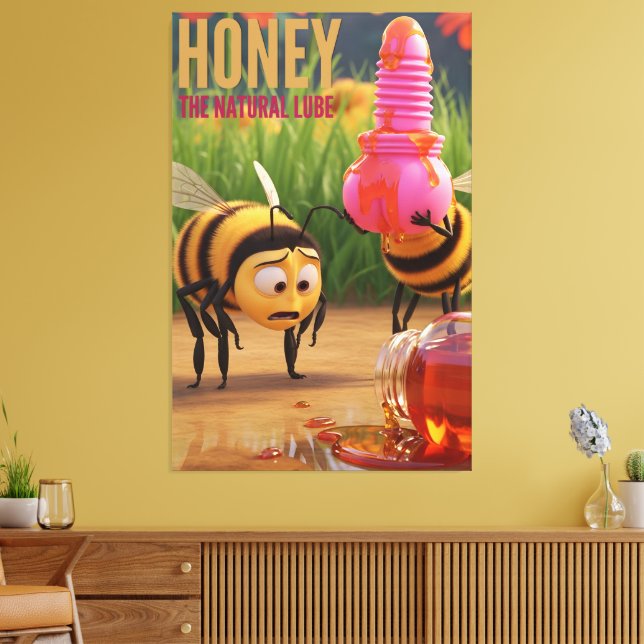 Funny Honey Bee Canvas Print (Insitu(LivingRoom))