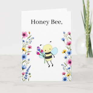 Funny Honey Bee Customizable Text Valentine Card