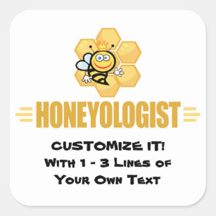 Funny Honey Bee Square Sticker