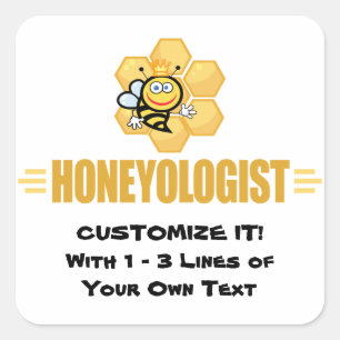 Funny Honey Bee Square Sticker