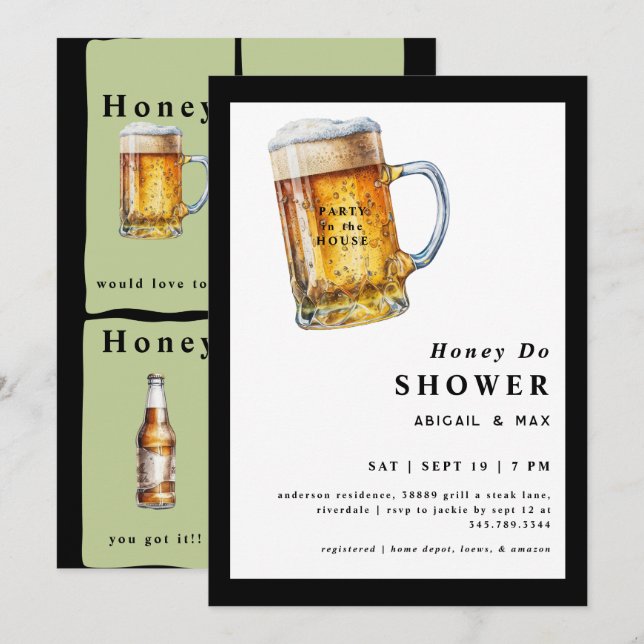 Funny Honey Do Couples Wedding Invitation (Front/Back)