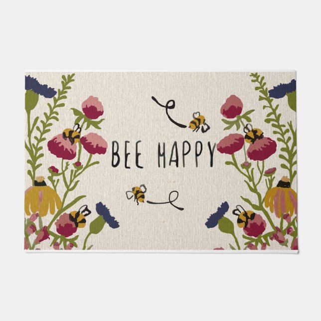 Funny Honey Doormat, Bee Doormat, Bee Outdoor Mat (Front)