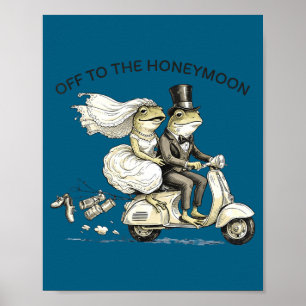 Funny honeymoon bride and groom matching newlywed poster